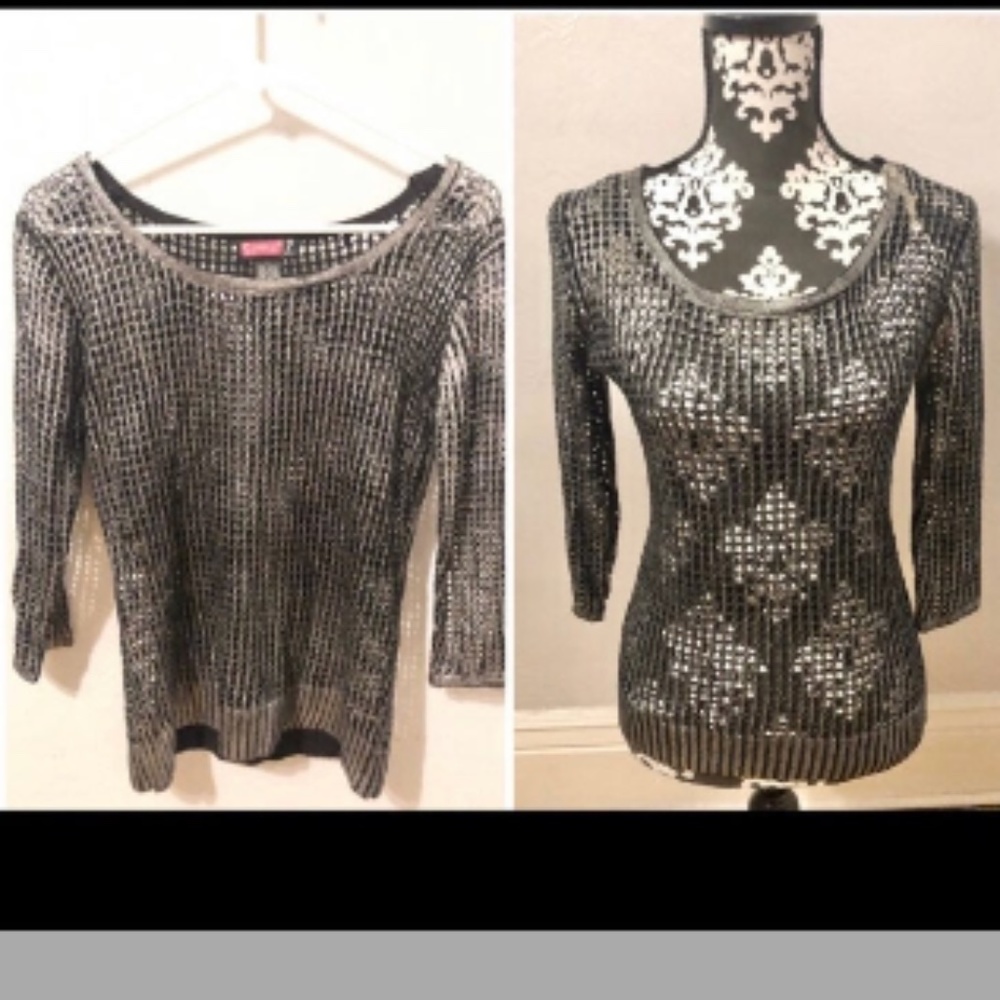 Say What black Silver brushed sweater size Large. And extremely soft black sweat